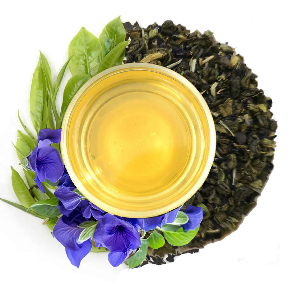 Pure Ceylon Blue Butterfly Pea Flower With Green Tea Loose leaf - Ceylon Teabox