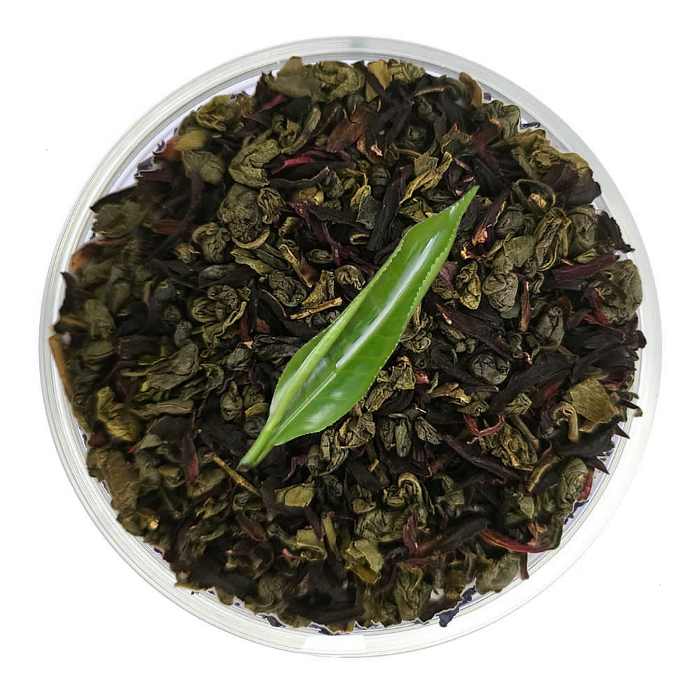 Pure Ceylon Hibiscus With Green Tea Looe leaf in container - Ceylon Teabox