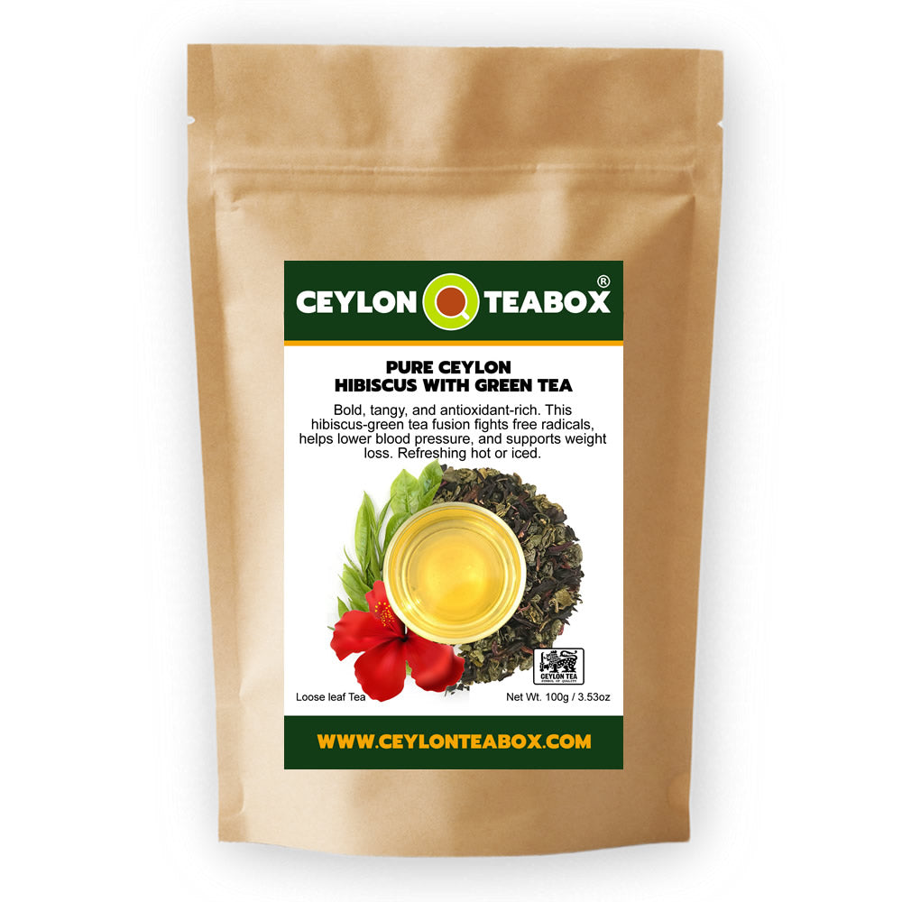 Pure Ceylon Hibiscus With Green Tea in pouch - Ceylon Teabox