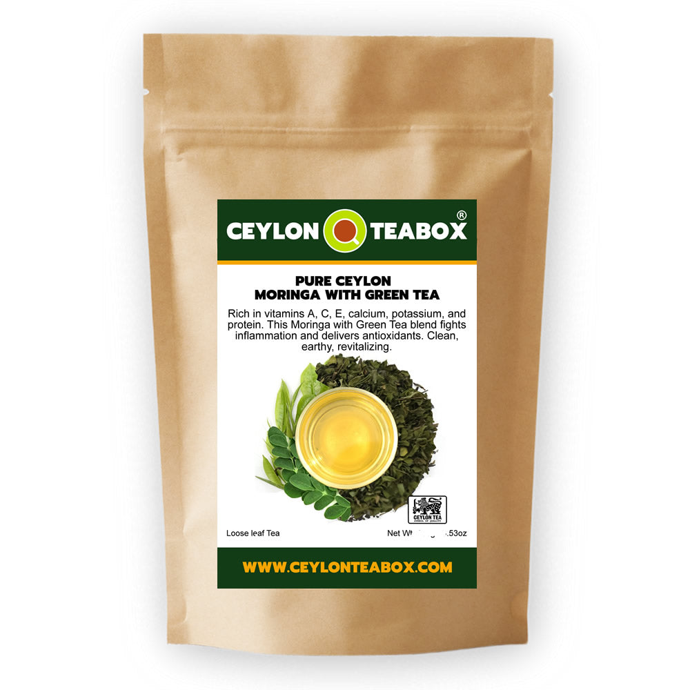 Pure Ceylon Moringa With Green Tea in pouch - Ceylon Teabox