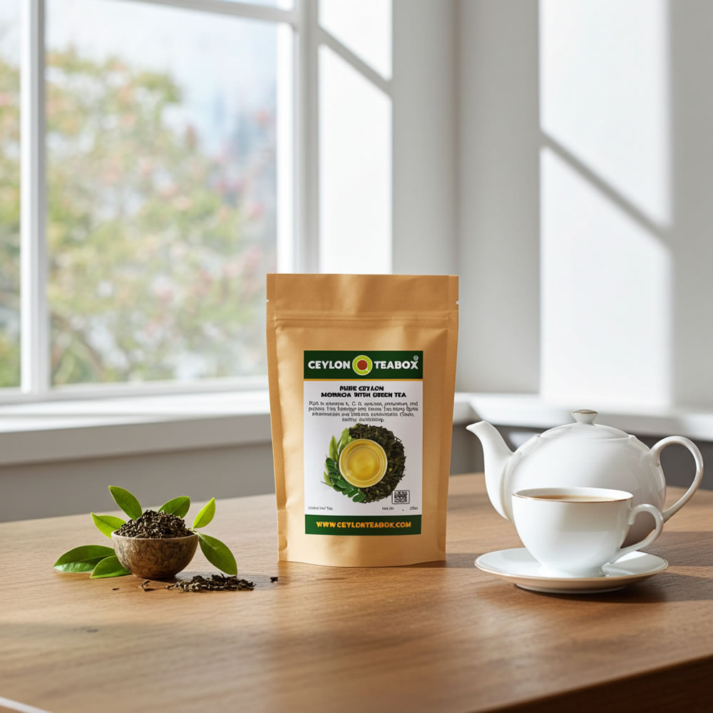 Pure Ceylon Moringa With Green Tea ith teapot and teacup - Ceylon Teabox