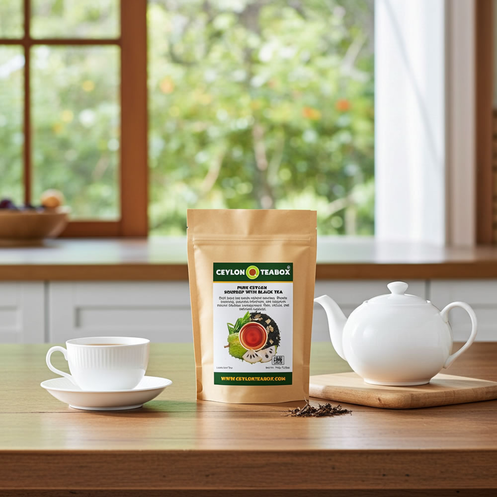 Pure Ceylon Soursop With Black Tea with teapot and teacup - Ceylon Teabox