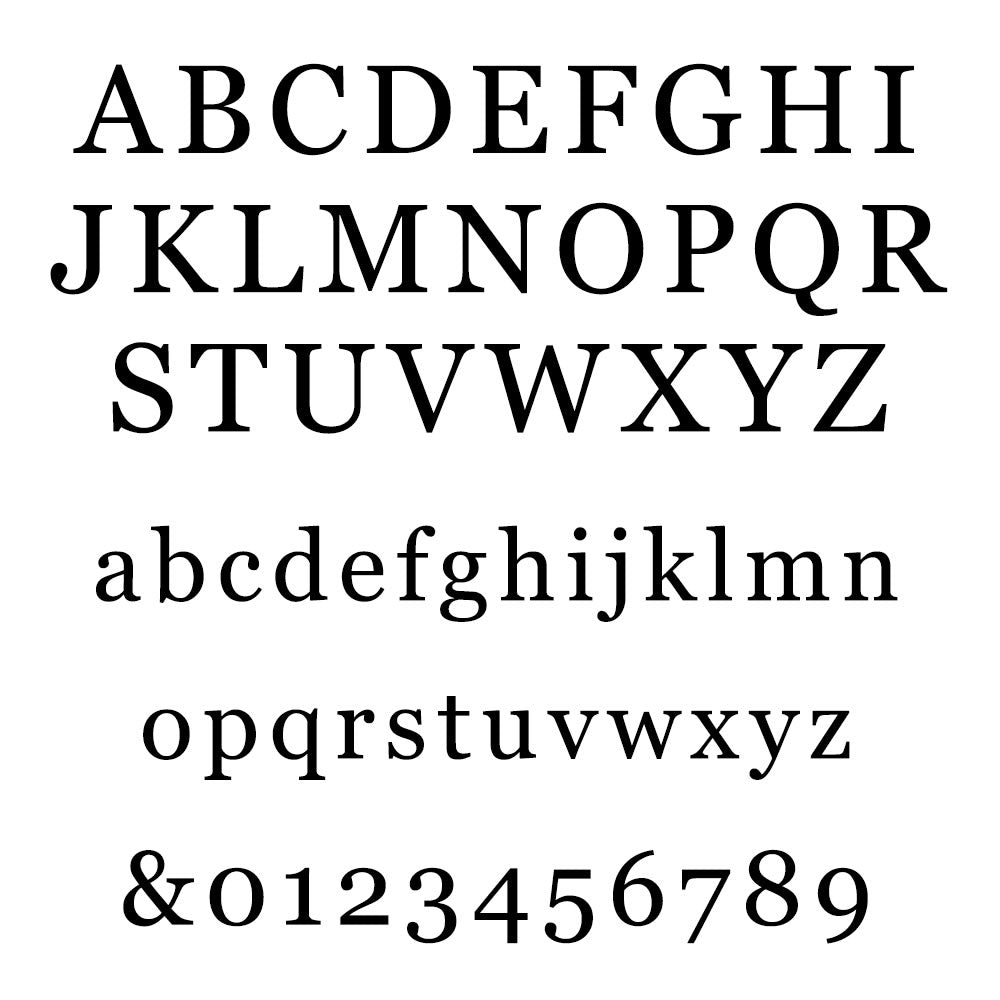 Standard English alphabet and numbers in a clear font on a white background