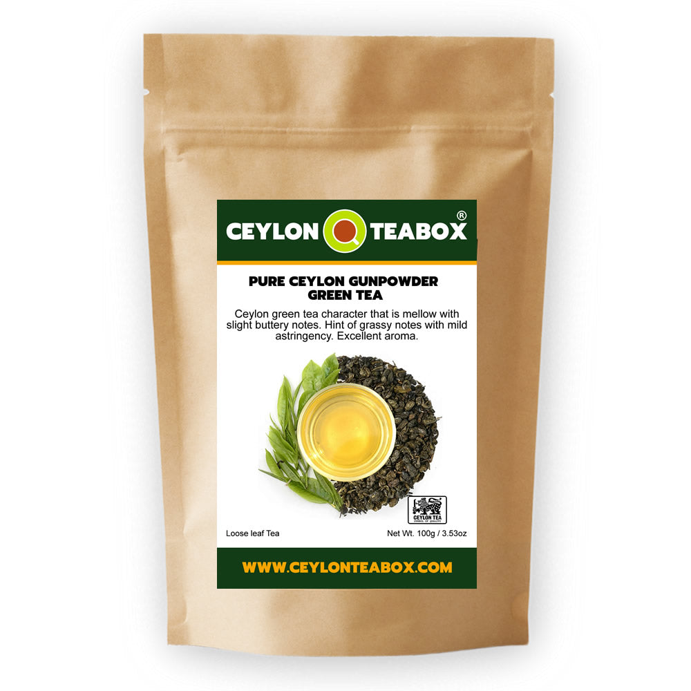 Pure Ceylon Gunpowder Green Tea
 package - www.ceylonteabox.com