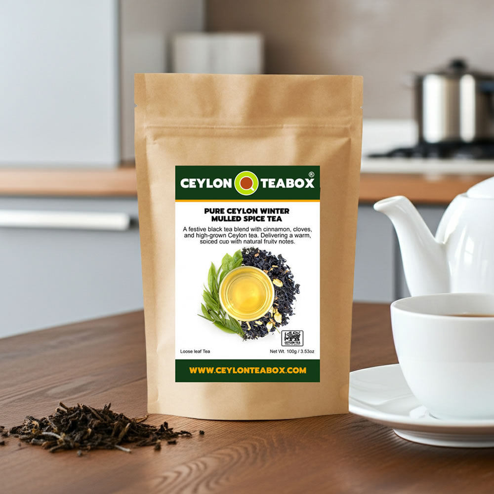 Pure Ceylon Winter Mulled Spice Tea ith teapot and teacup - Ceylon Teabox